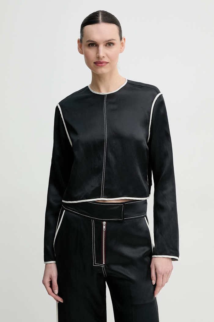 Bluza s dodatkom lana Day Birger et Mikkelsen Baryl casual crna DAY65243652