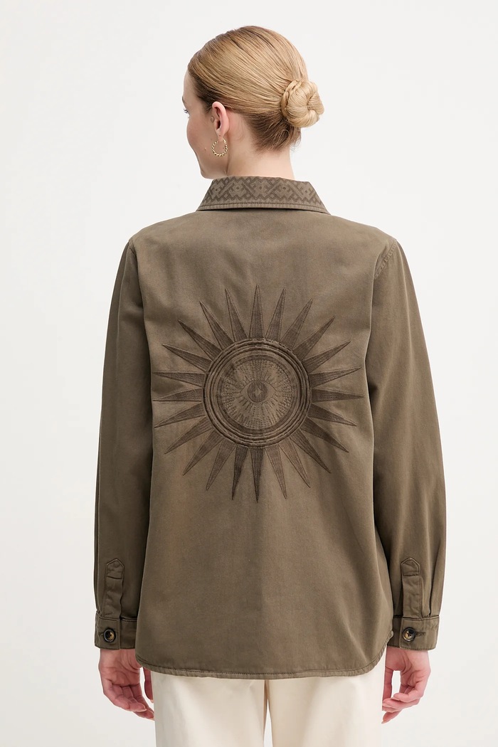 Bavlnená košeľa Mos Mosh nášivka zelená 170220