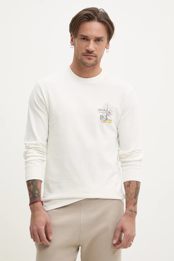 Solid bluza bawełniana OVIE aplikacja biały 21108520.114201