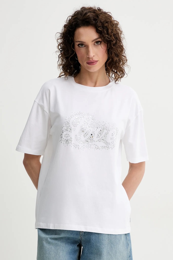 Silvian Heach t-shirt INAMIS aplikacja biały GPP25431TS