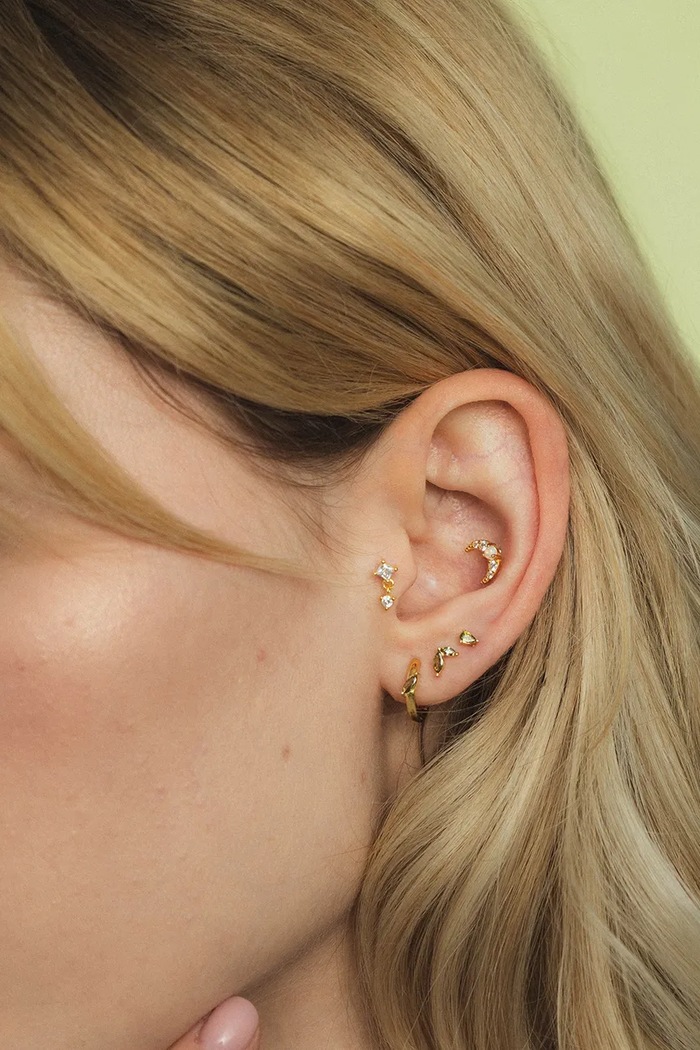 Accesorii ANIA KRUK cercel piercing pentru femei, din argint aurit cu zirconiu cubic ROCK IT SRUKY3429Z aur