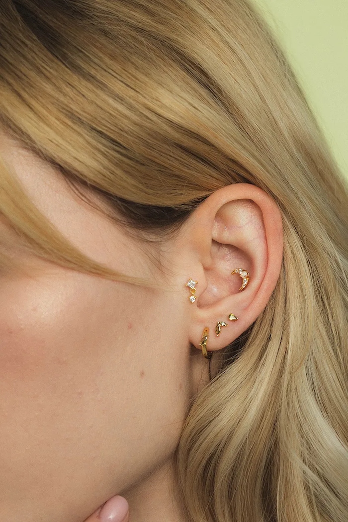 Accesorii ANIA KRUK cercel piercing pentru femei, din argint aurit cu zirconiu cubic ROCK IT SRUKY3429Z aur
