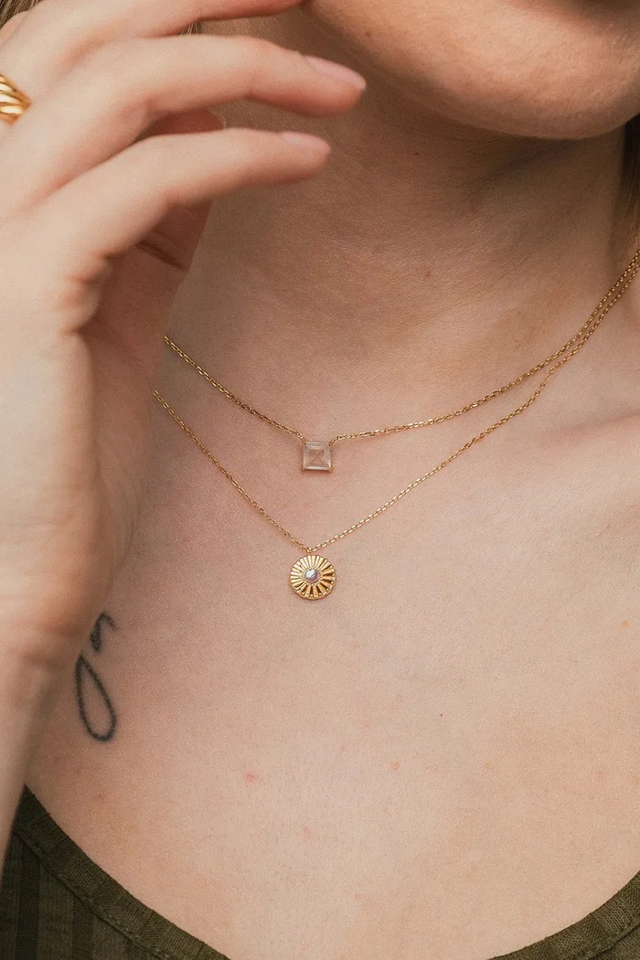 ANIA KRUK colier pentru femei, argint placat cu aur, zirconiu cubic, VINTAGE aur SMINC0409Z