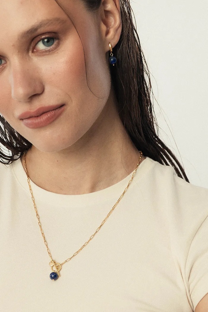 Accesorii ANIA KRUK cercei pentru femei argint placat cu aur lapis lazuli SUMMER SAKKN3194Z aur