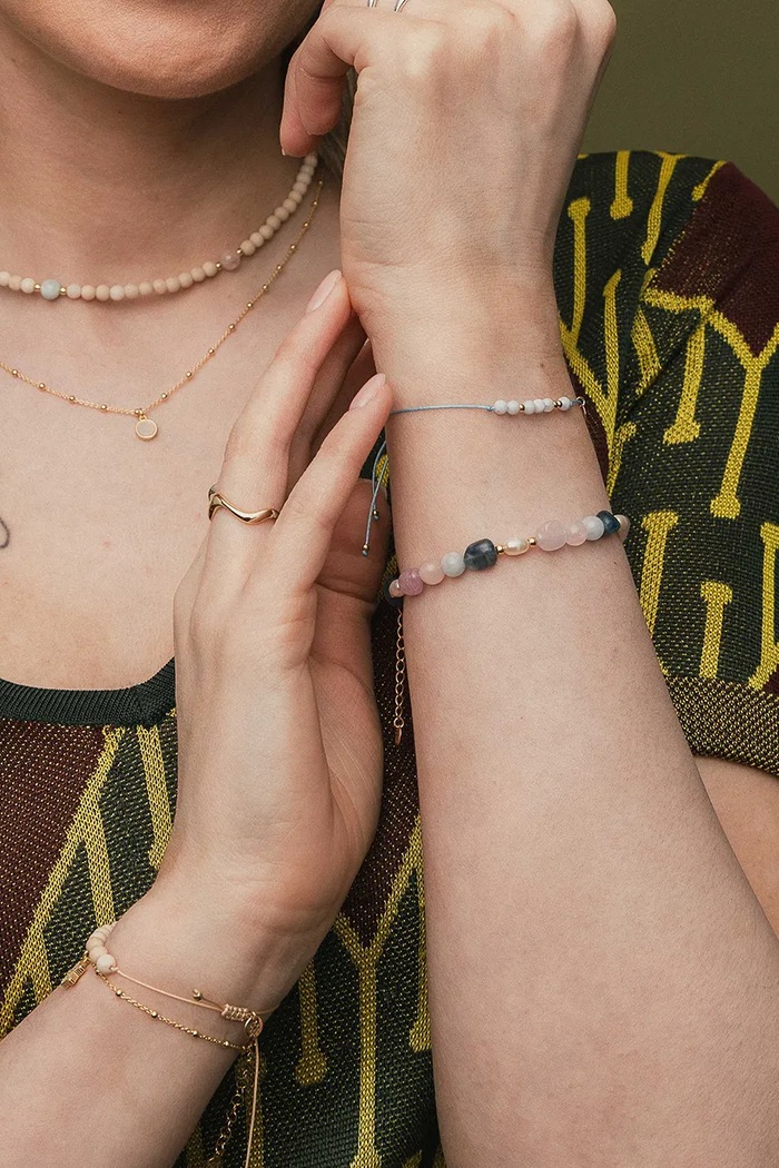 Accesorii ANIA KRUK brățară pentru femei, din argint placat cu aur cu acvamarin SUMMER SAKAN2709Z aur