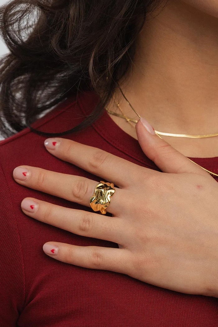 Accesorii ANIA KRUK inel pentru femei, din alamă fără piatră VINTAGE MRUPM2980Z aur