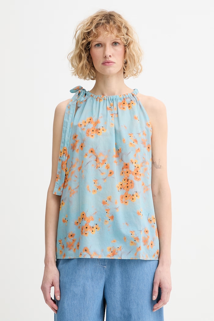 Marc O'Polo camicetta con spalline da donna in cotone blu 5000014028