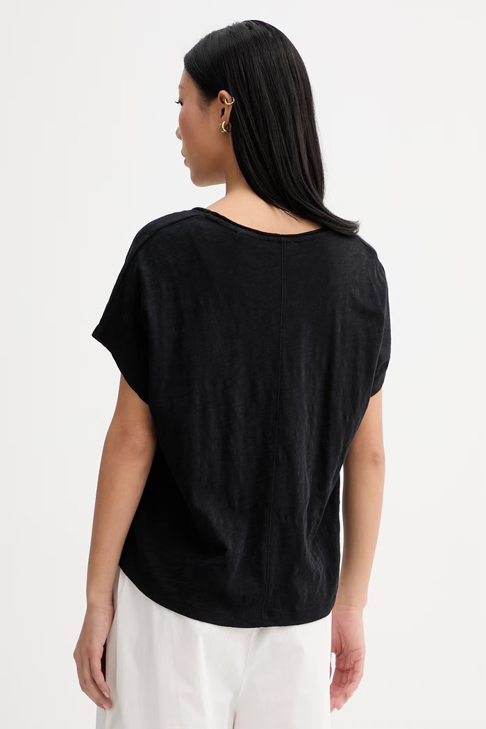 Ρούχα Marc O'Polo T-shirt basic γυναικείο βαμβακερό 5000014112 μαύρο