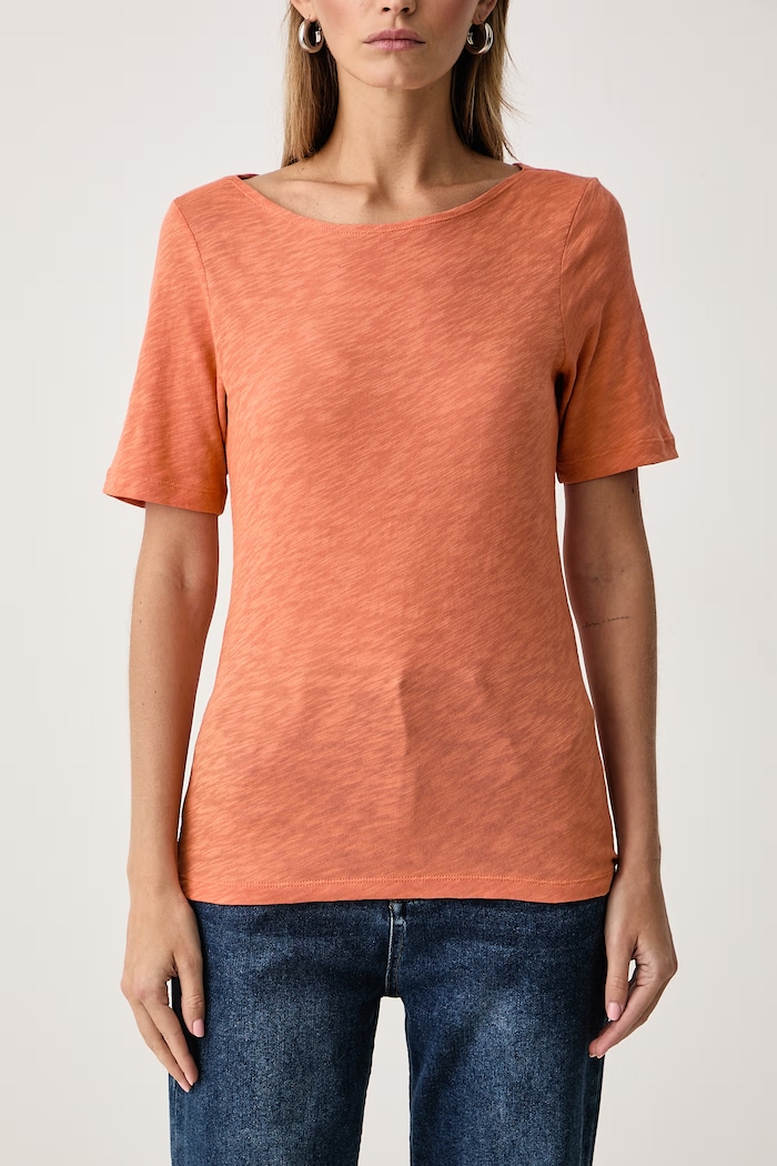 T-shirt damski bawełniany Marc O'Polo 5000014114 pomarańczowy