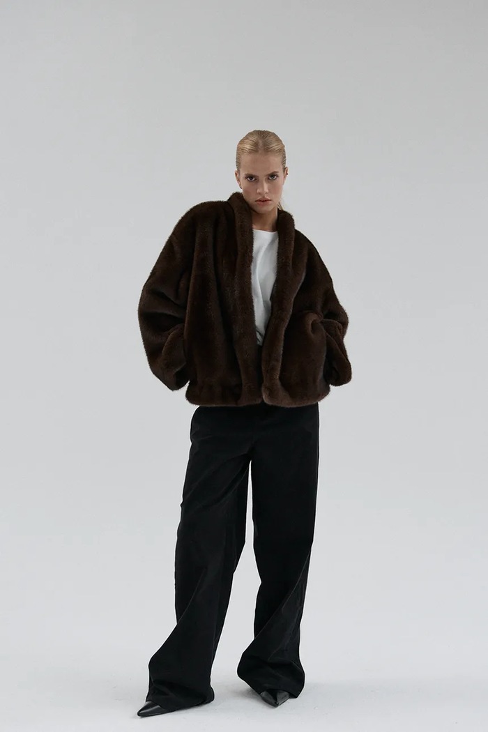 Muuv. kurtka przejściowa damska CHIANTI kurtka.faux.fur.CHIANTI brązowy ZS26