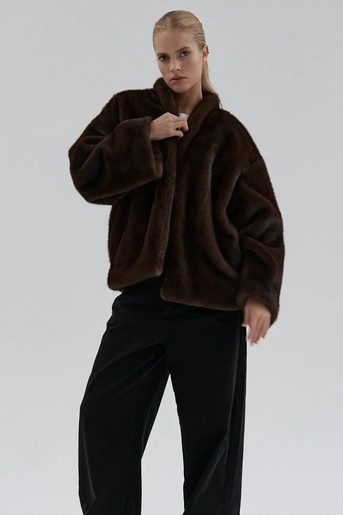 Odzież Muuv. kurtka przejściowa damska CHIANTI kurtka.faux.fur.CHIANTI brązowy
