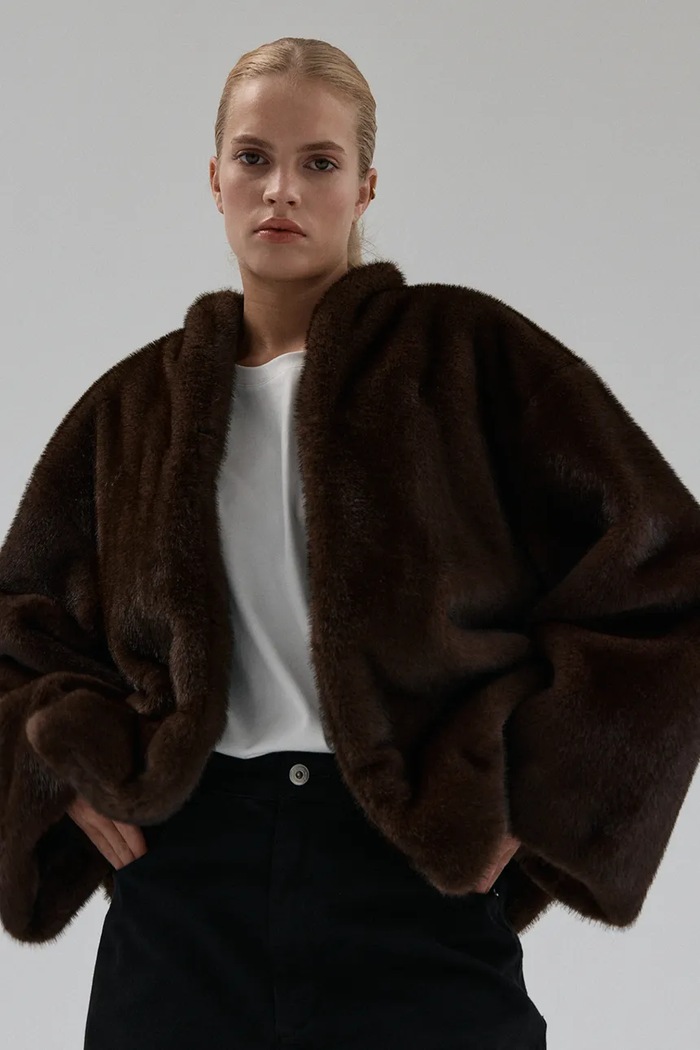Muuv. kurtka przejściowa damska CHIANTI kurtka.faux.fur.CHIANTI brązowy