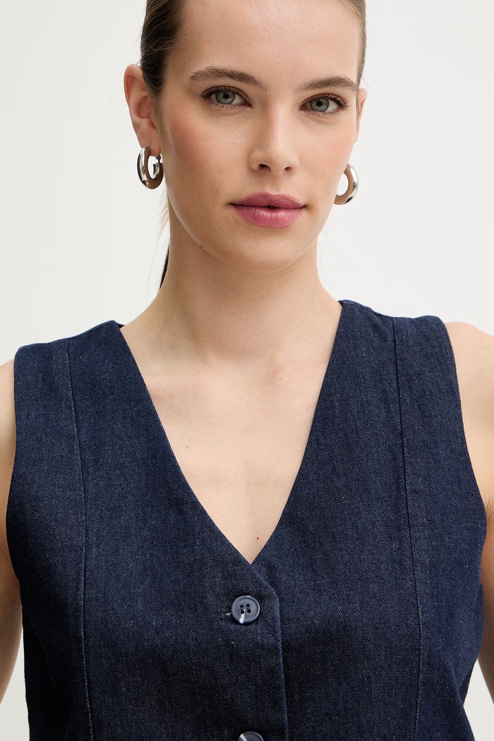 Silvian Heach gilet di jeans KALANE blu navy GPP26010GT