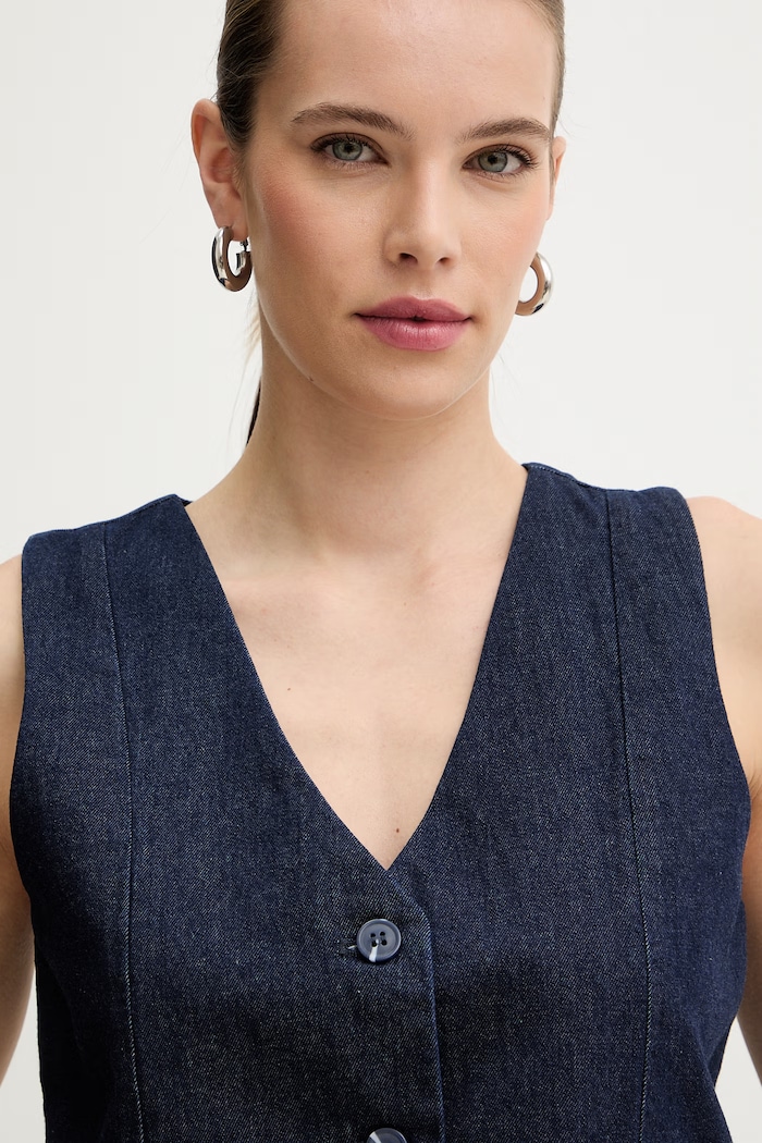 Silvian Heach gilet di jeans KALANE blu navy GPP26010GT