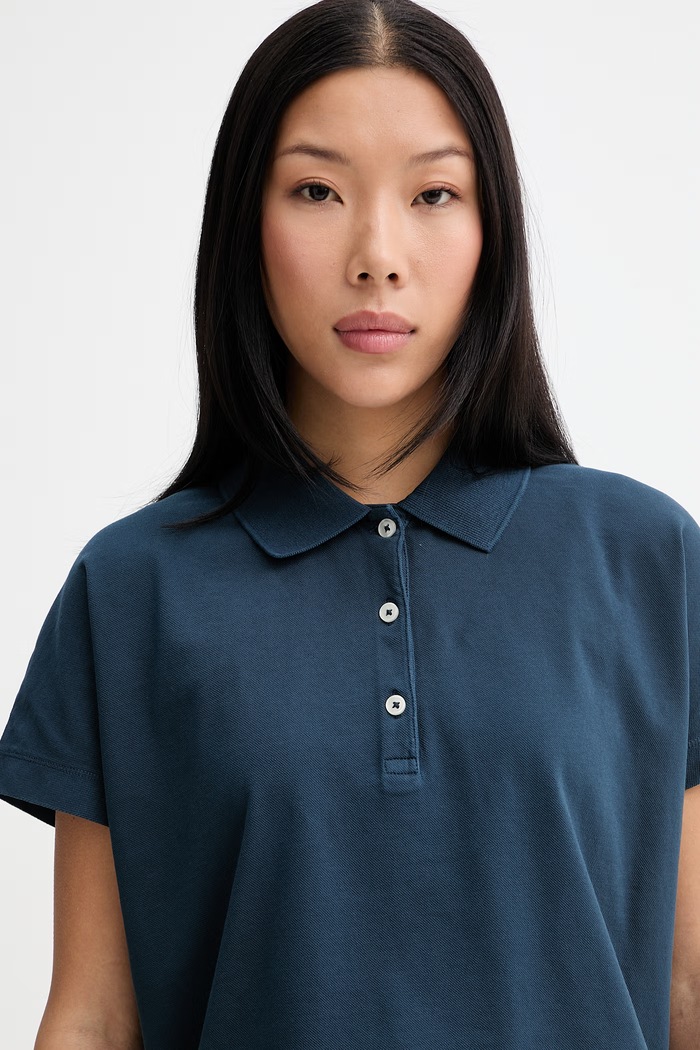 Marc O'Polo polo pentru femei, cu bumbac bleumarin 5000014127
