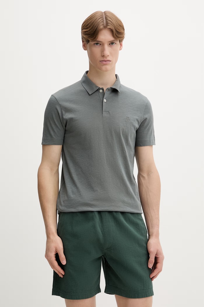 Marc O'Polo polo pentru bărbați din bumbac verde 5000013986