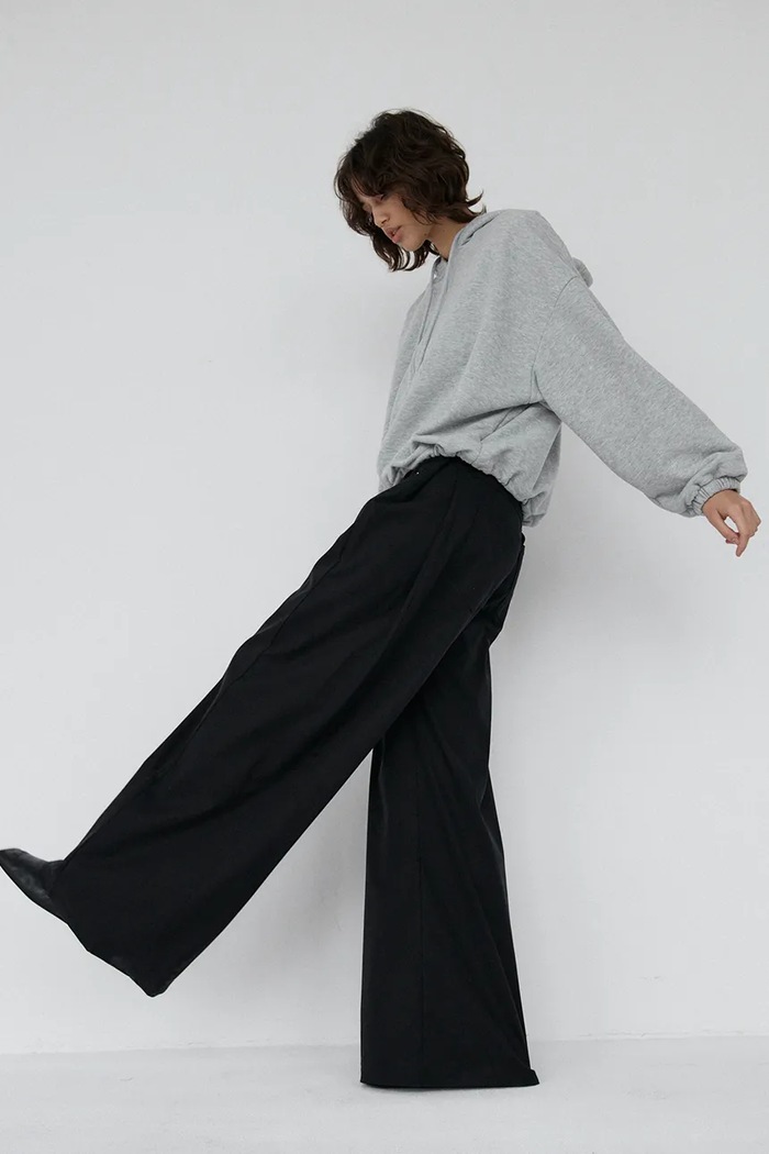 Muuv spodnie straight damskie spodnie.wide.leg.AHI czarny