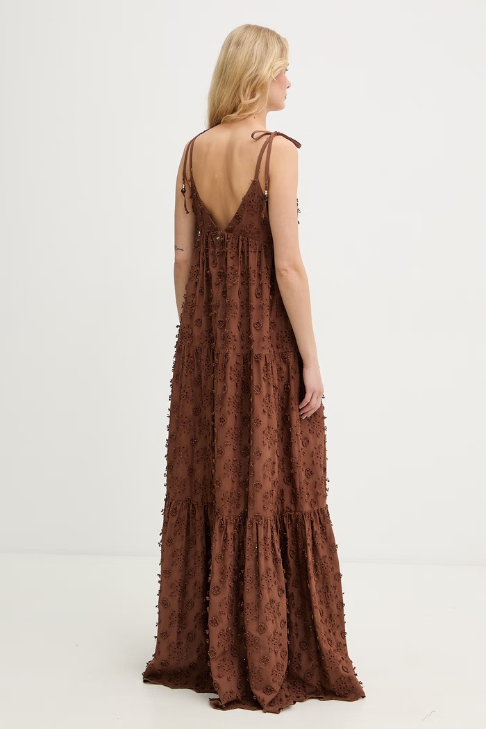 Îmbrăcăminte Silvian Heach rochie de vară din bumbac TAPLA GPP26303VE maro