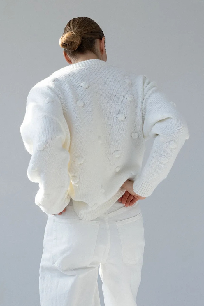 Muuv sweter damski z wełną merino wel.sweter.over.MONO biały ZS26