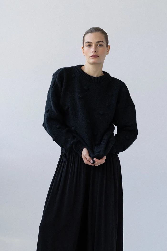 Odzież Muuv sweter damski z wełną merino wel.sweter.over.MONO czarny