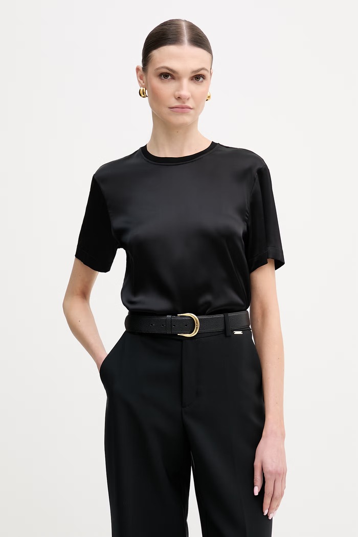 Silvian Heach bluzka RESANA z elastanem czarny GPP26191BL