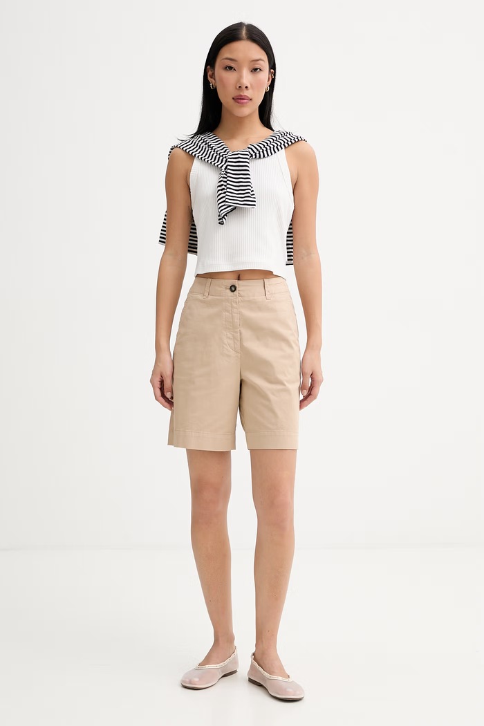 Marc O'Polo crop top pentru femei, din bumbac cu elastan 5000010006 alb ZS26