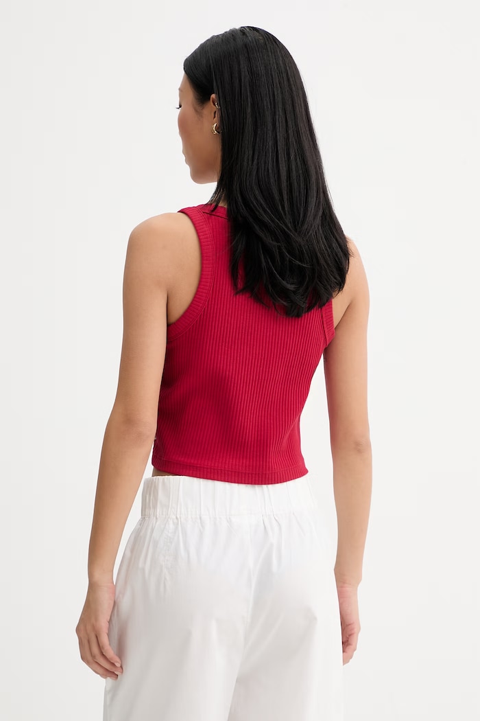 Oblečenie Marc O'Polo crop top dámsky bavlnený s elastanom 5000010006 červená