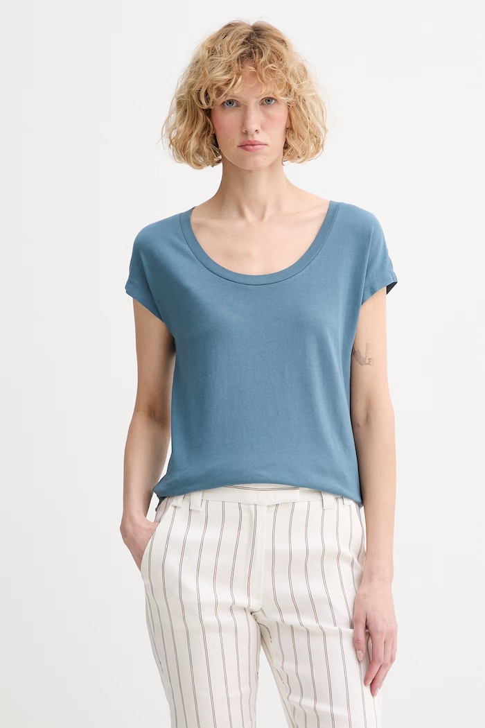 Marc O'Polo T-shirt damski bawełniany turkusowy 5000014191
