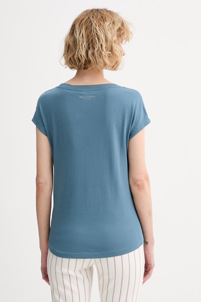 Odzież Marc O'Polo T-shirt damski bawełniany 5000014191 turkusowy
