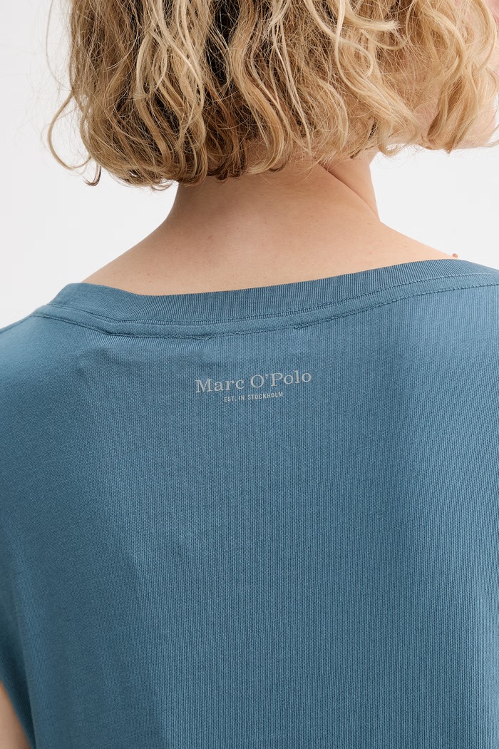 Marc O'Polo T-shirt damski bawełniany 5000014191 turkusowy
