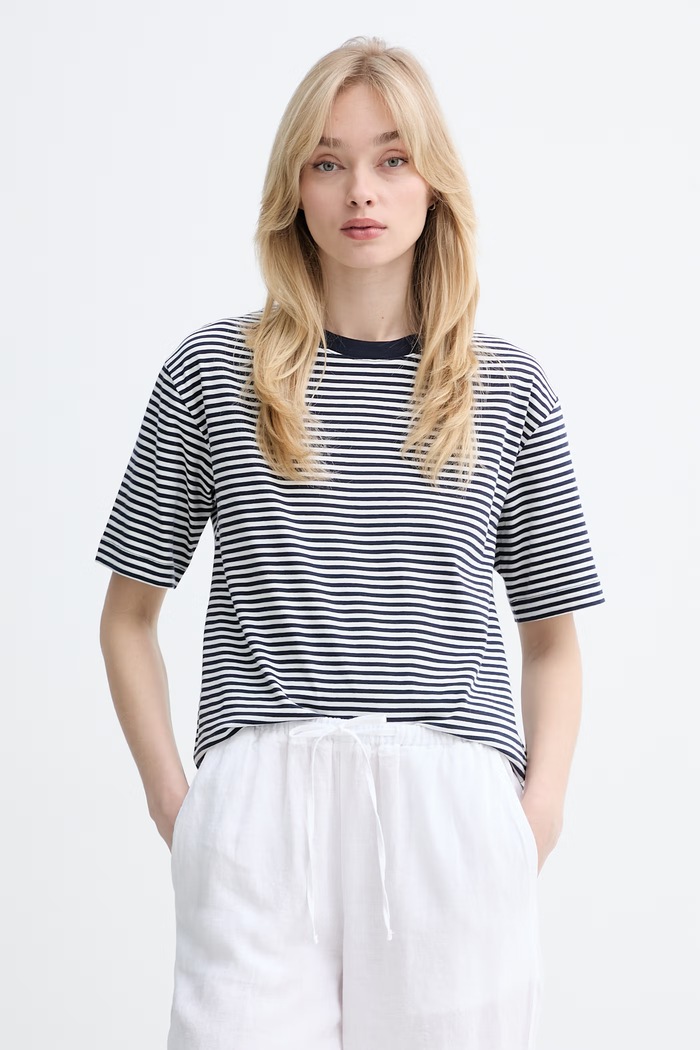 Marc O'Polo t-shirt γυναικείο βαμβακερό σκούρο μπλε 5000010012