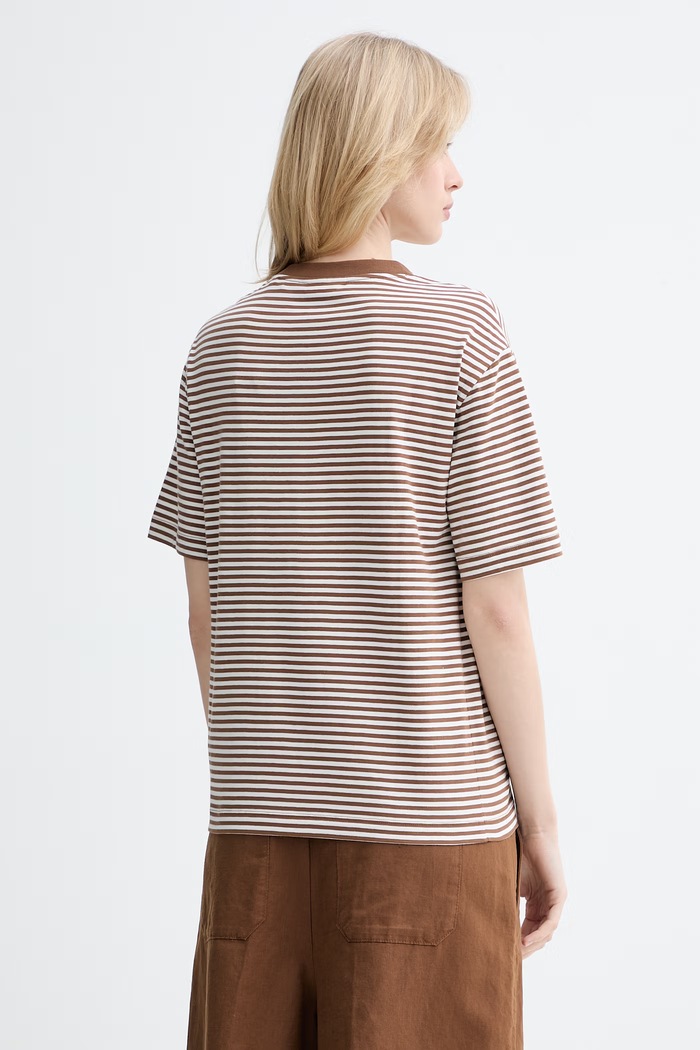 Ρούχα Marc O'Polo t-shirt γυναικείο βαμβακερό 5000010012 καφέ