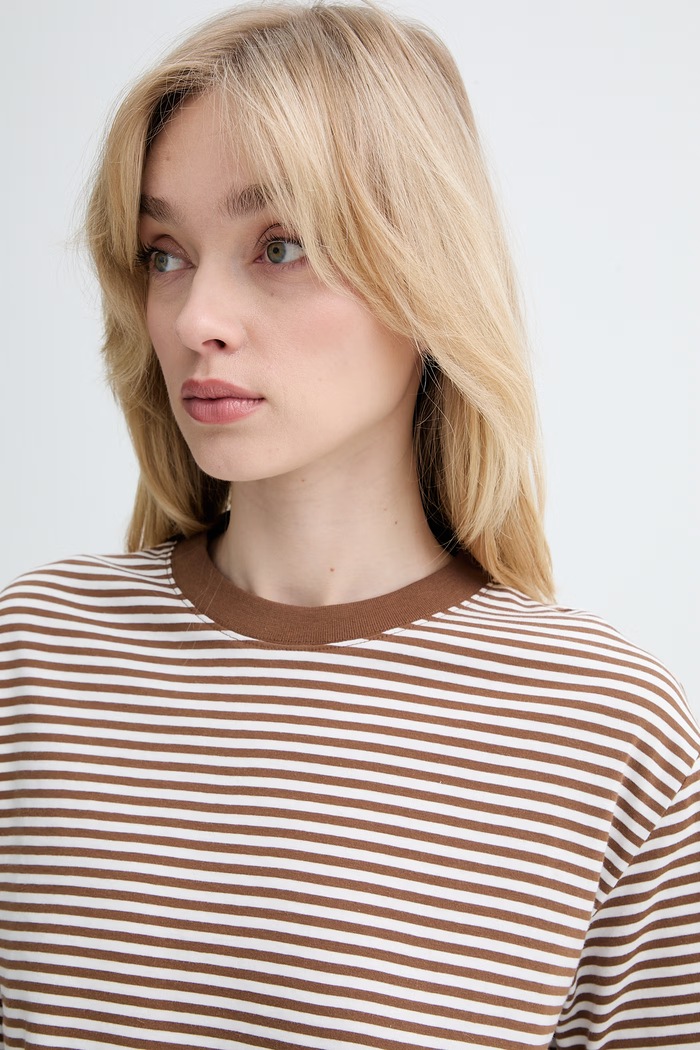 Marc O'Polo t-shirt γυναικείο βαμβακερό καφέ 5000010012