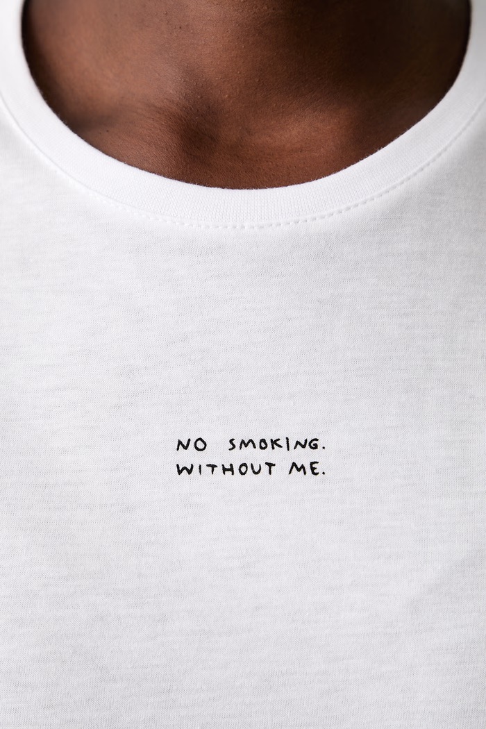 Muuv T-shirt damski bawełniany over.tshirt.NOSMOKING biały