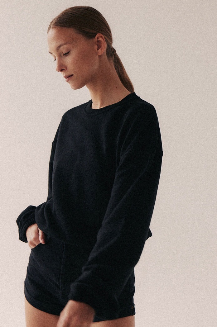 MUUV. Bluza crop top SUBTLE COTTON bluza.crop.COTTON czarny