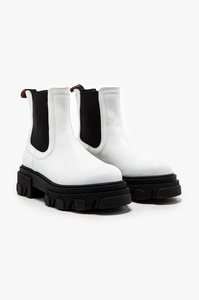 Charles Footwear Sztyblety skórzane Mey Mey biały ZW23