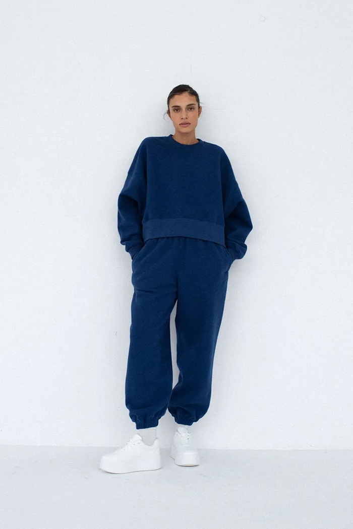 Muuv. Muuv bluza oversize damska z bawełną SMOOTH COTTON bluza.over.SMOOTHCOTTON granatowy ZS26