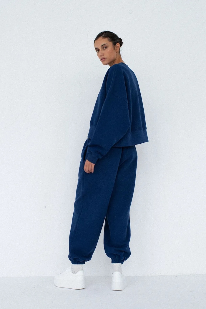 Odzież Muuv. Muuv bluza oversize damska z bawełną SMOOTH COTTON bluza.over.SMOOTHCOTTON granatowy