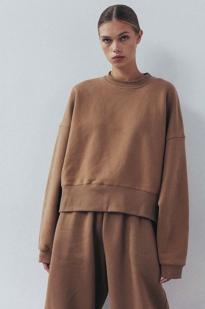 MUUV. bluza bawełniana SMOOTH COTTON bawełna brązowy bluza.over.SMOOTHCOTTON