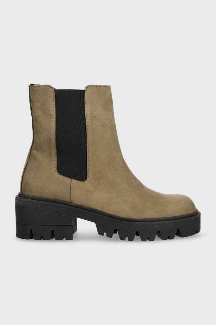 Semišové topánky Charles Footwear Diana semišová koža zelená Diana.Boots.Military.G