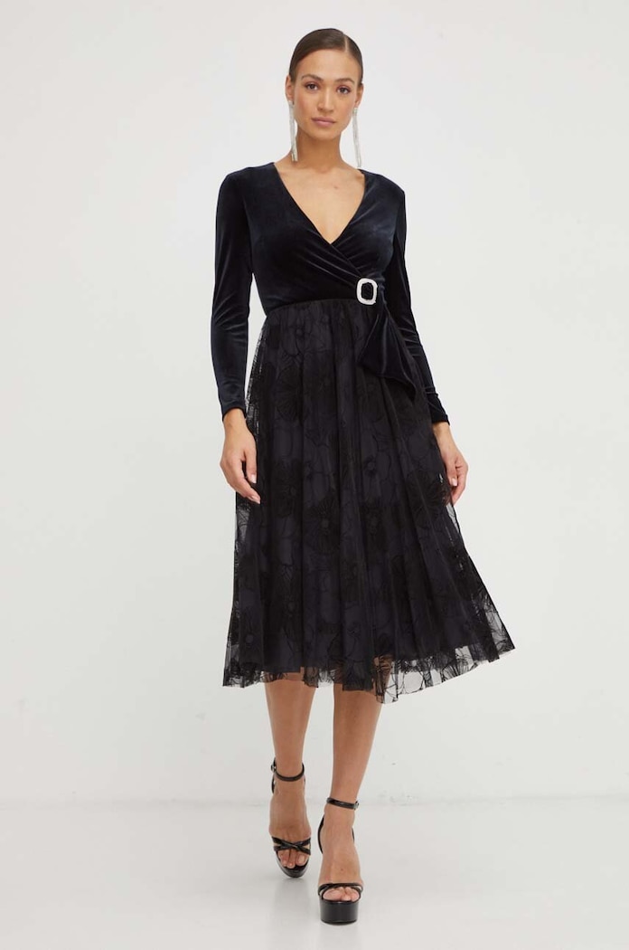 Nissa sukienka midi czarny RS14372