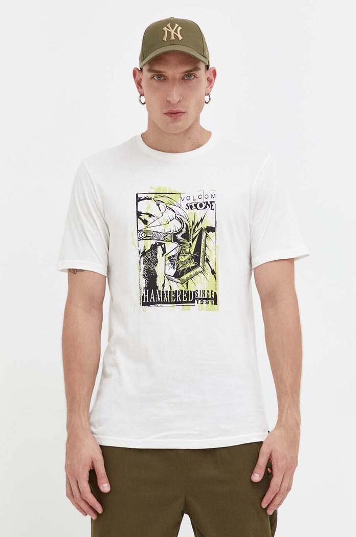 Βαμβακερό μπλουζάκι Volcom μπεζ A5032306.OFW