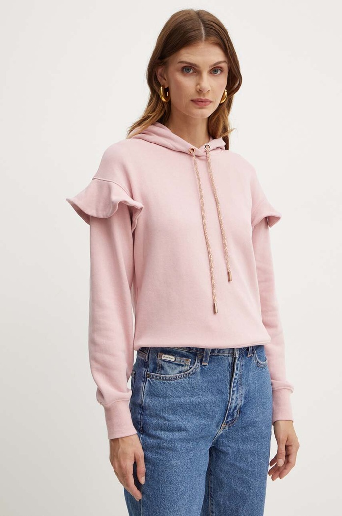 Silvian Heach Bluza bawełniana LINDER różowy GPA24338FE