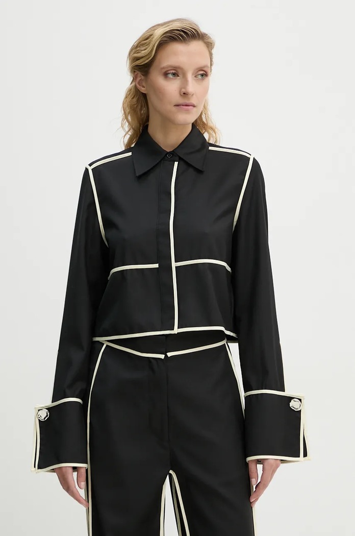 Vunena košulja Day Birger et Mikkelsen Tessa - Refined Suiting Blend casual crna DAY65243500