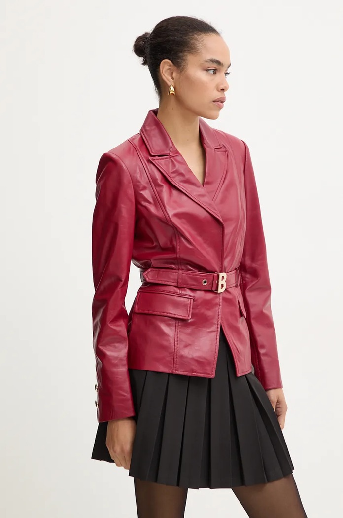 Usnjen suknjič Blugirl Blumarine S podlogo bordo RF4128.P0356