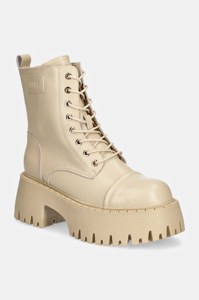 Кожени кубинки GOE гладка кожа бежов OO2N4122.BEIGE