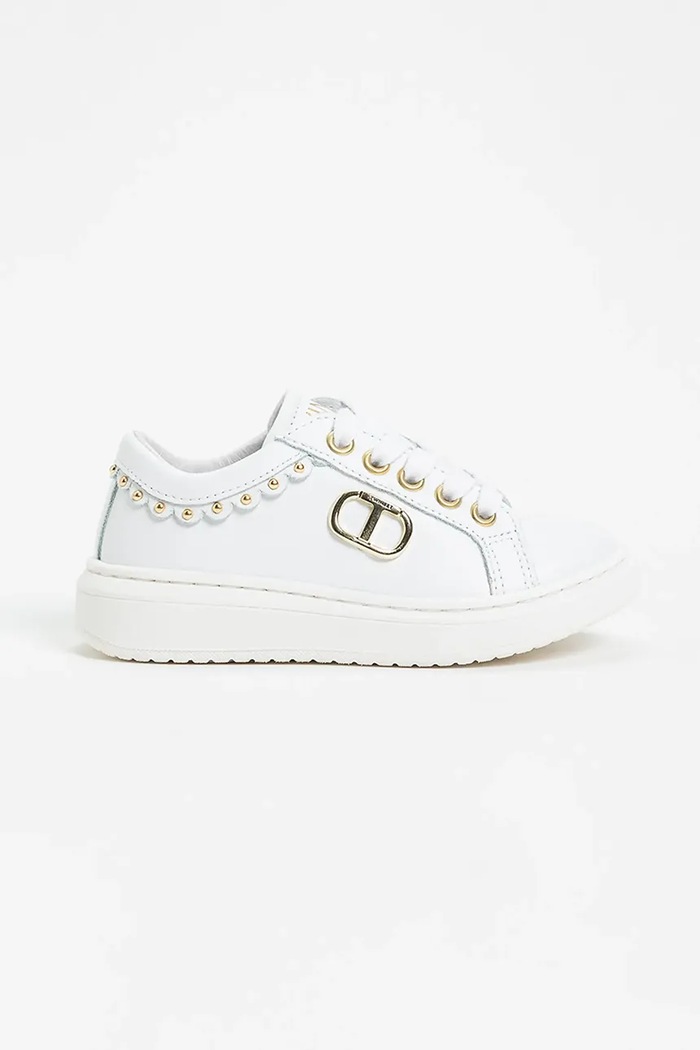 Twinset sneakersy skórzane dziecięce niska biały 251GCJ050.35.40