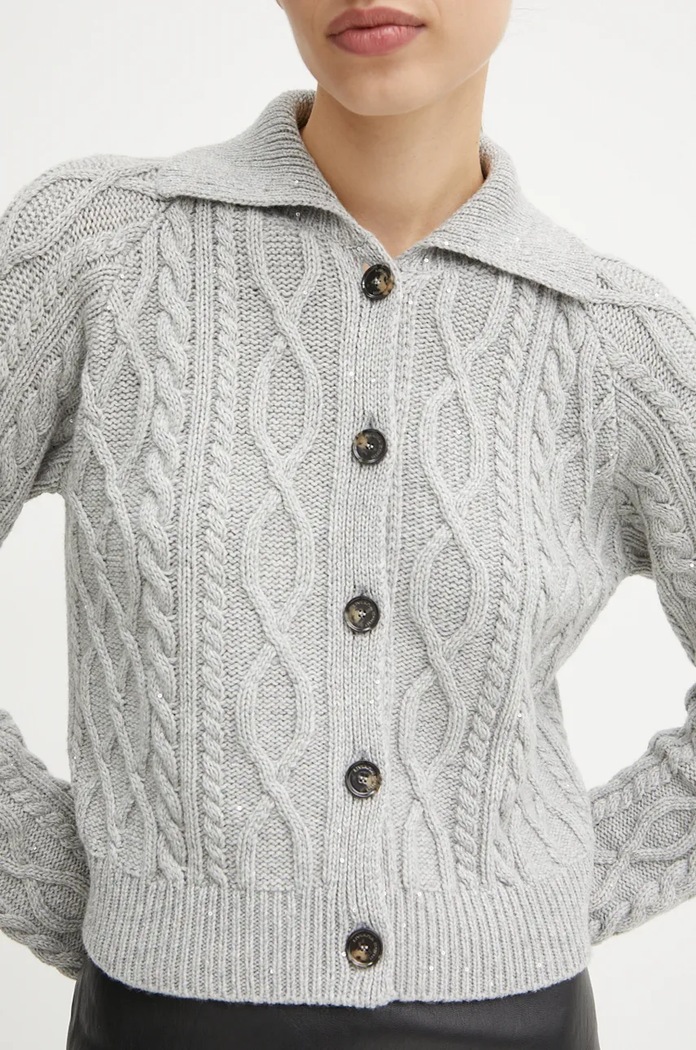 Liviana Conti cardigan din amestec de lana gri L4WG46