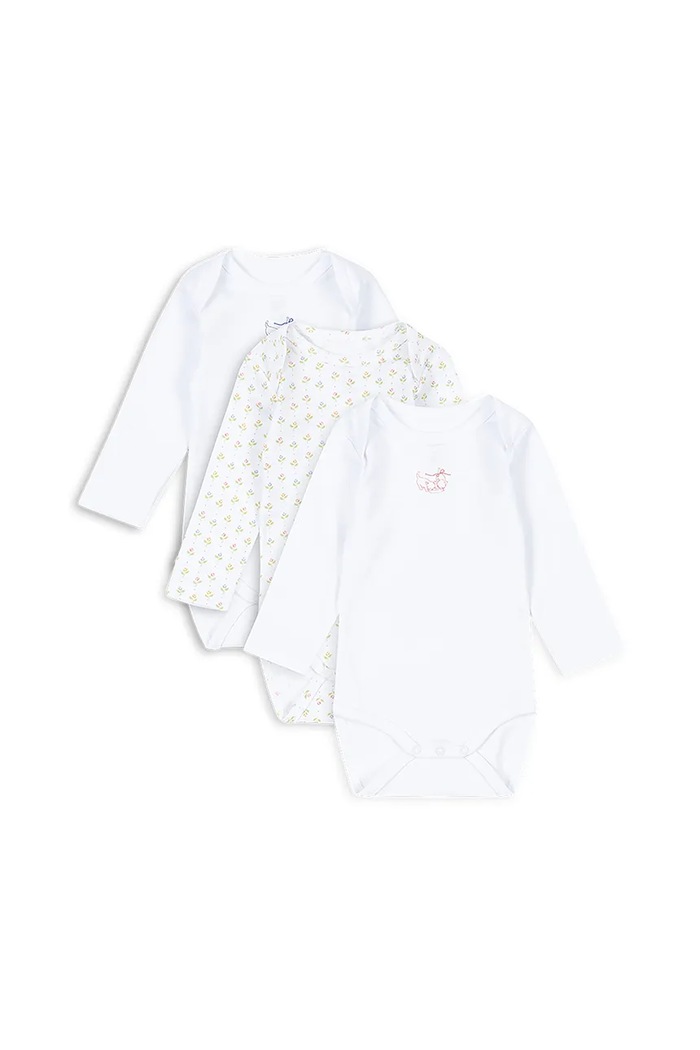Bavlnené body pre bábätká Fanga Fontana FIO 3 PACK LS BODY OCS 3-pak Pre bábätká biela FA100032