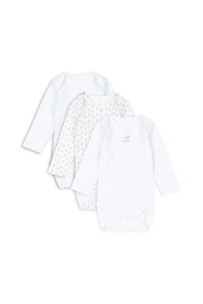 Bavlnené body pre bábätká Fanga Fontana FIO 3 PACK LS BODY OCS 3-pak Pre bábätká biela FA100032
